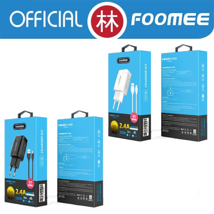 Foomee CC18 Charger Adaptor + Cable Micro USB 2.4A FAST CHARGING CC18 CHARGER FOOME CHARGER