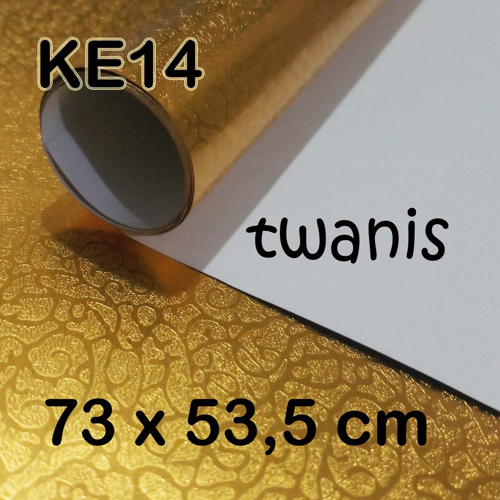

20 LEMBAR KERTAS KADO IMPOR FANCY EMBOS EKSKLUSIF WARNA EMAS GOLD GLOSSY KODE KE14