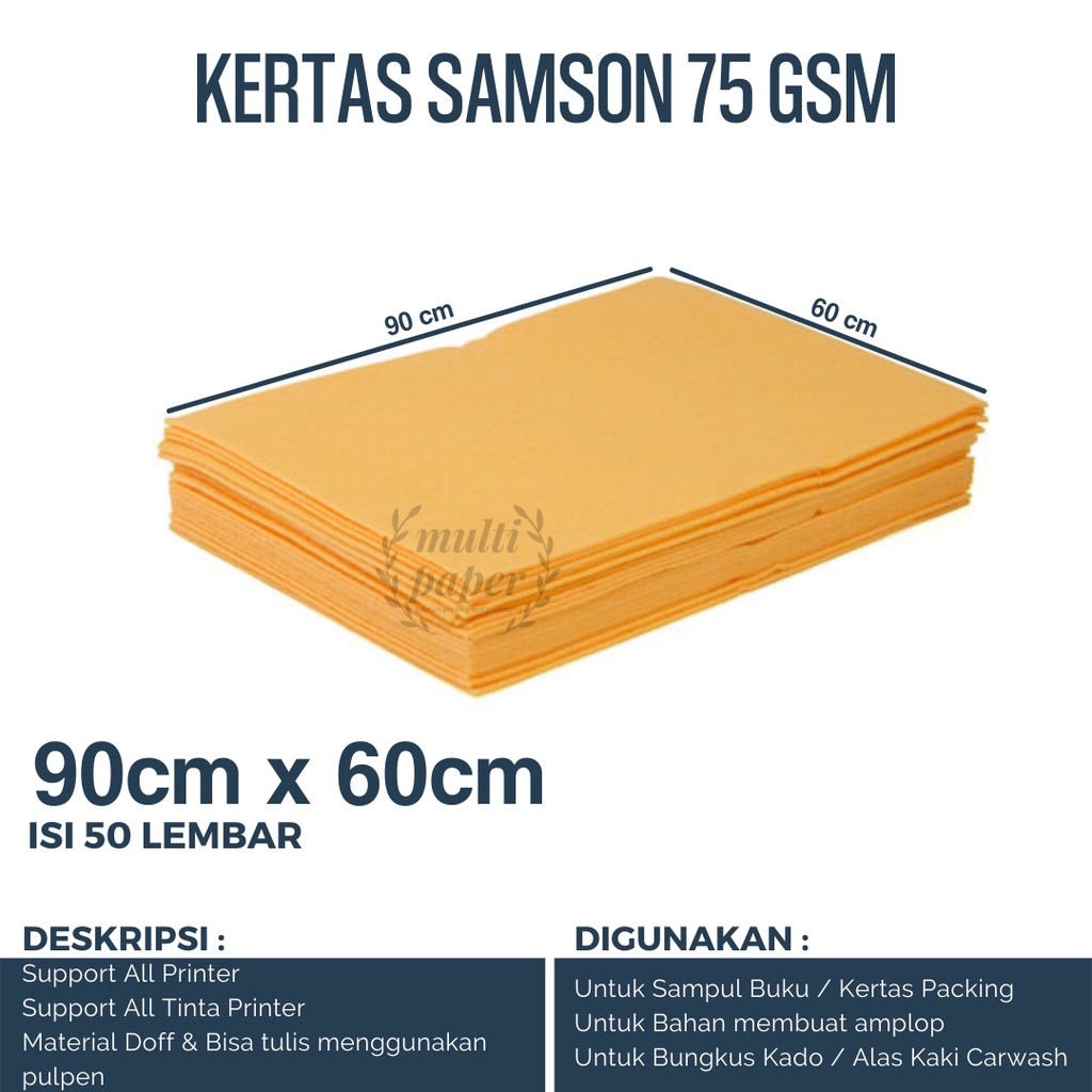 

Kertas Samson 60cm x 90cm isi 50 lembar / Kertas Samson Coklat / Kertas Packing Olshop