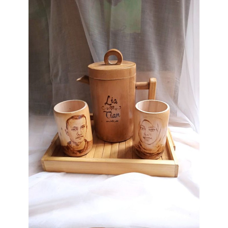 Set poci couple | gelas bambu