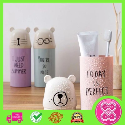 Tempat Sikat Gigi Travelling / Kotak Serbaguna Motif Bear