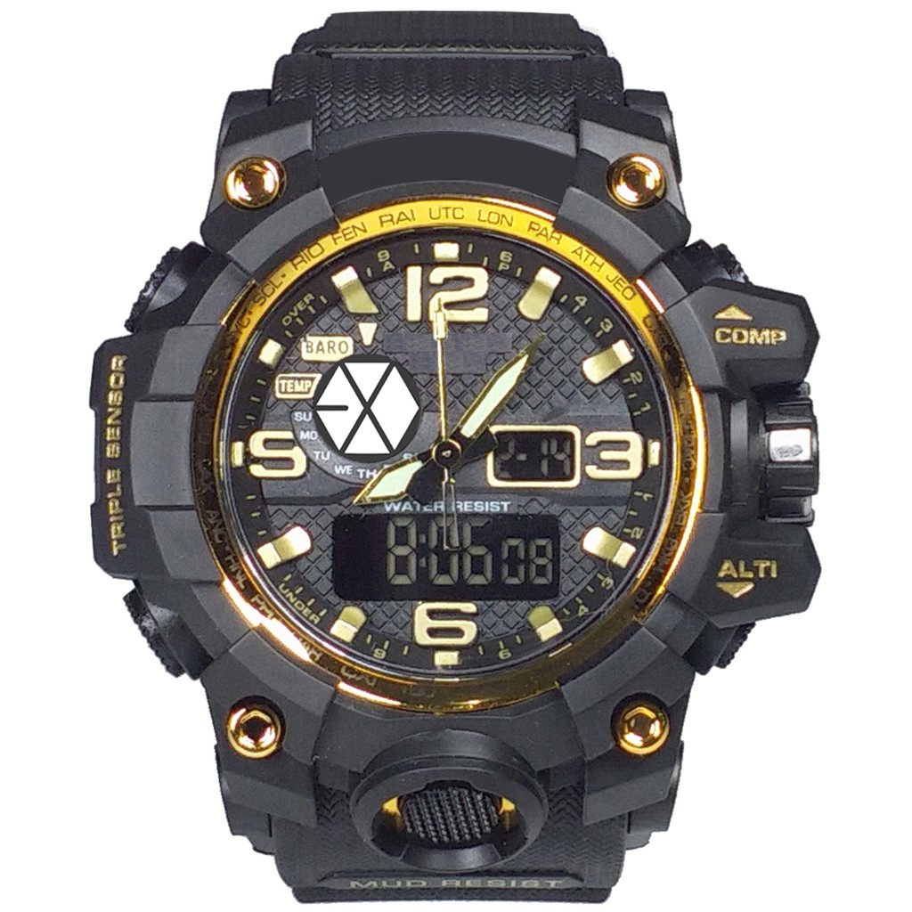 (Istimewa Bossque) Jam Kpop LOGO EXO Double Time List Gold (Exclusive)