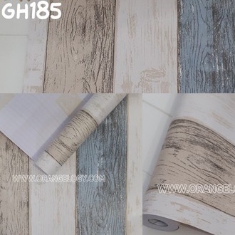 DISKON!! Wallpaper Kayu Coklat Krem Putih Merah Biru Combinasi Premium High Quality 45cm X 8M COD - BARNIK88