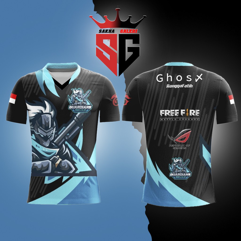 Jersey gaming baju kaos gaming termurah RRQ Evos Onic freefire MLBB PUBG AOV COD free nickname logo