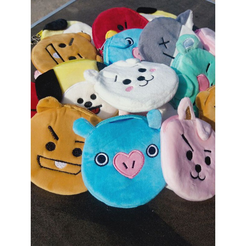 Dompet Koin BTS Bahan Bulu Boneka Tebal Halus Import HighQuality