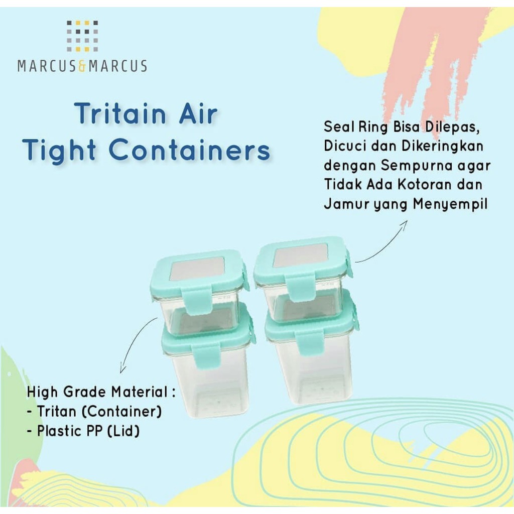 Marcus&amp;Marcus Tritan air tight container 120ml x 2 + 240ml x 2