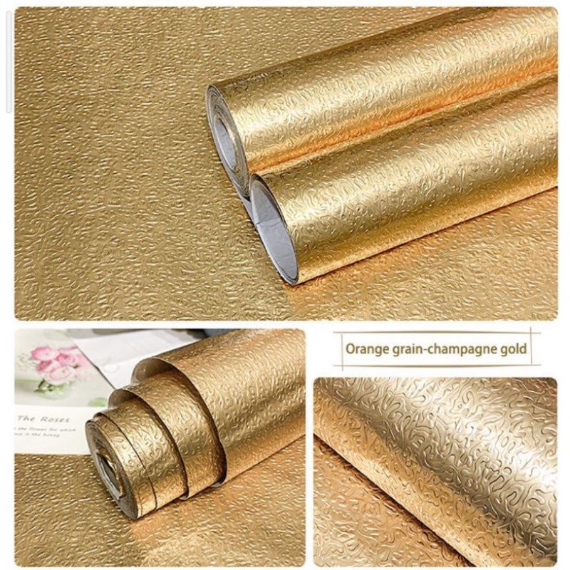 Wallpaper Stiker Dinding Dapur Kitchen Set Alumunium Foil Gold Kulit Jeruk Premium