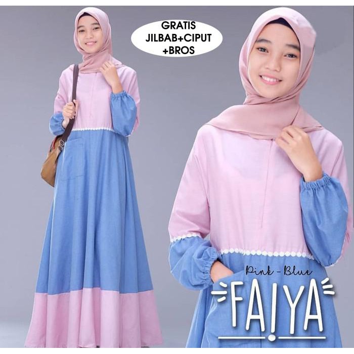 BAJU GAMIS ANAK PEREMPUAN ZAHWA KIDS UMUR ANAK 12-14 TAHUN - PINK - BLUE