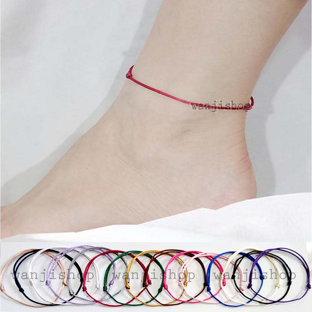 AB-04 Gelang Kaki Tali Satin 1mm Polos Simple Cute