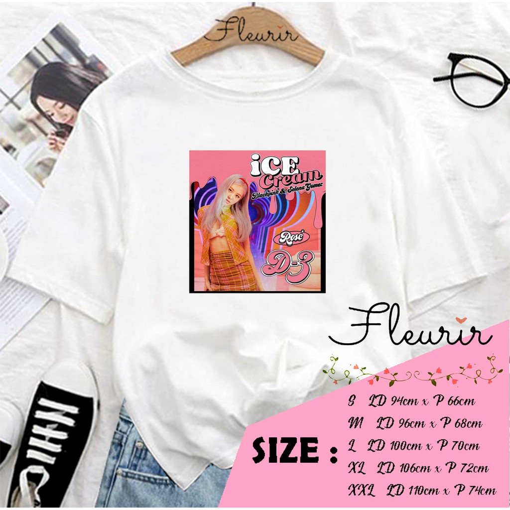 FLEURIR - KAOS ICE CREAM ROSE WANITA DEWASA LENGAN PENDEK TEE UNISEX WANITA PRIA