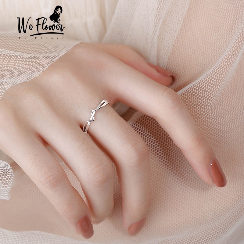 We Flower Chic Silver Geometric Twisted Ring for Women Ins Trendy Finger Jewelry