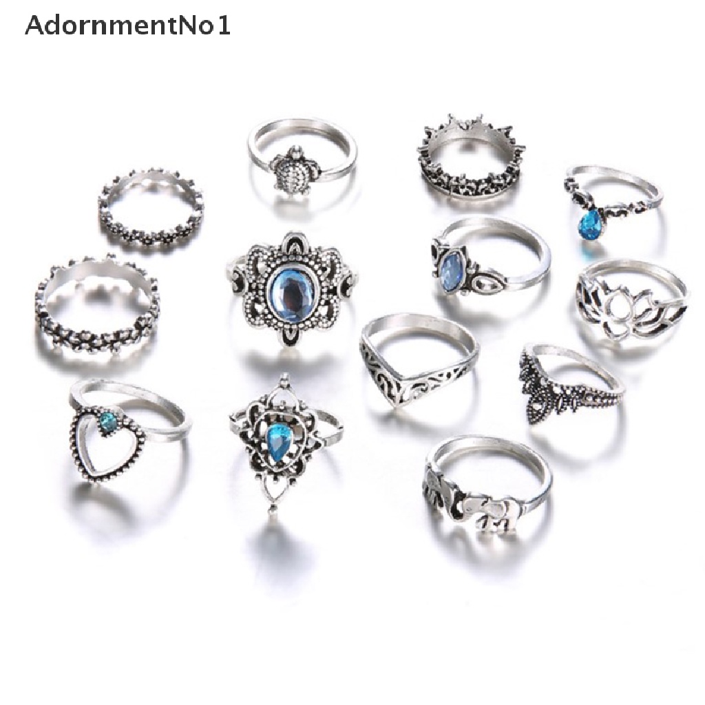 (AdornmentNo1) 13pcs / Set Cincin Aneka Desain Gaya Punk Untuk Wanita