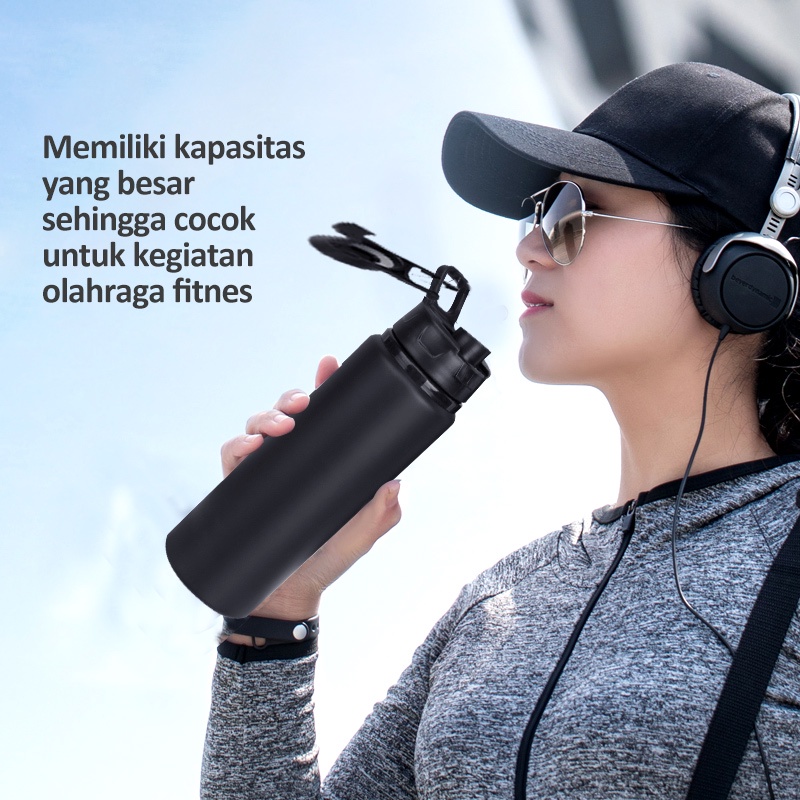 ecentio botol air tumbler olahraga bicycle botol minum Aluminium anti tumpah 750ML cangkir aluminium sport water cup botol air panas dan dingin