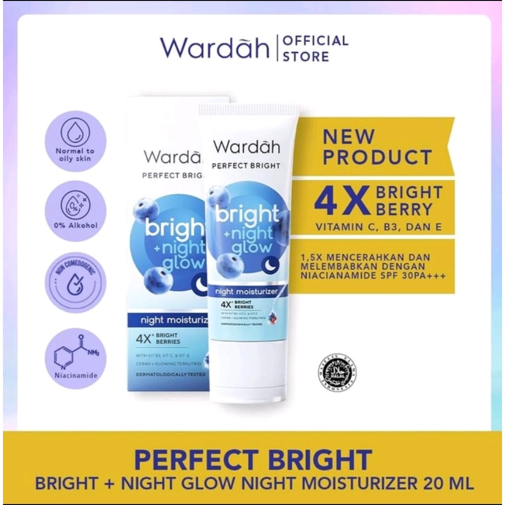 Wardah Perfect Bright Bright + Night Glow Night Moisturizer 20 ml