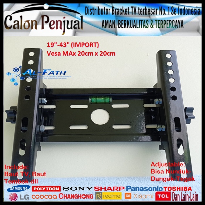 Bracket TV POLYTRON 19 s/d 43 inch IMPORT QUALITY Garansi 100% cocok