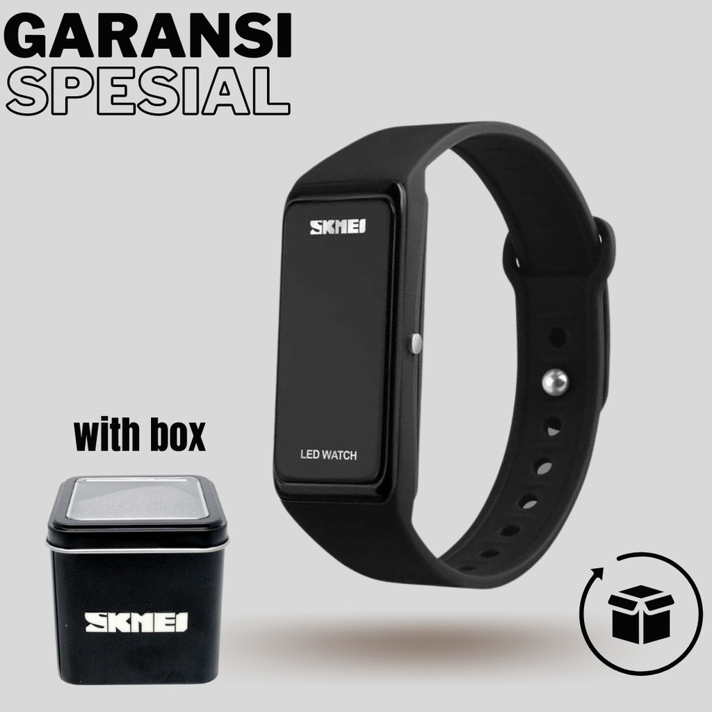 Best Seller Jam Tangan Gelang dengan BOX SKMEI Pria sporty Stainles Steel anti air