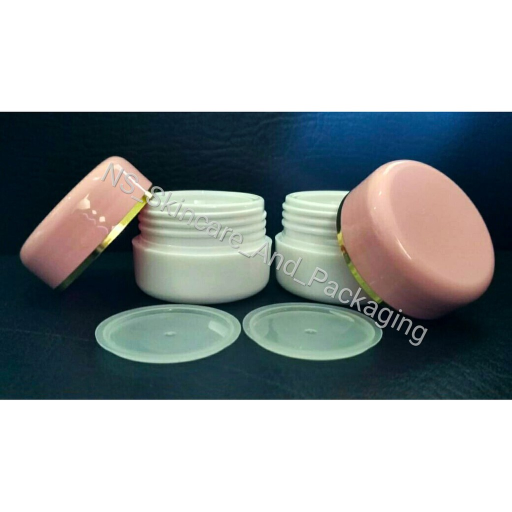 Pot cream 12,5 gr pink muda - putih list gold / pot cream pink-putih list gold 12,5gr / Pot cream Termurah