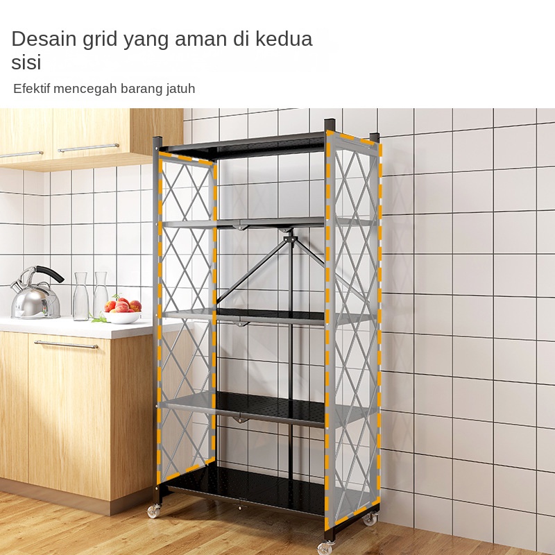 POTE Tanaman Rak/Rak Dapur Balkon Multi-Fungsi Tanpa Instalasi Rak/Penyimpanan Ruang Tamu Rak Stainless Serbaguna