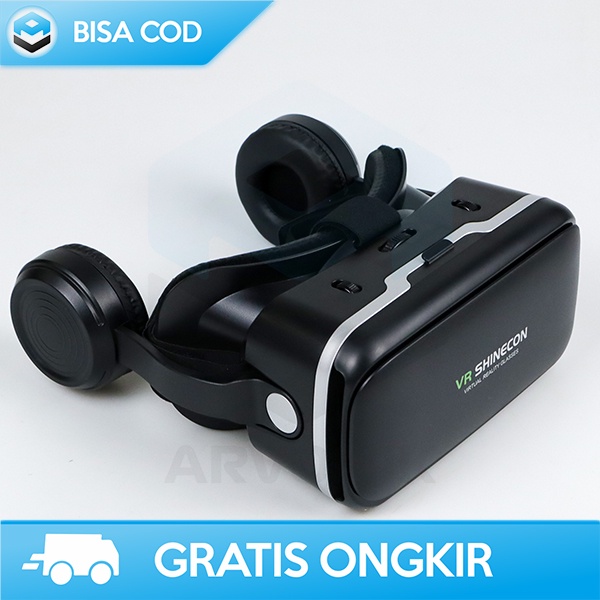 VR BOX 6.0 GLASSES 3 DIMENSI WITH HEADPHONE SHINECON 3.5MM MALE JACK