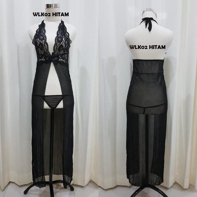 Lingerie Bajut tidur Slice Set+Gstring Impor - Ungu, M