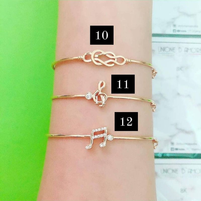 Gelang bangle berat ringan love, kupu, pearl mutiara, bunga rose, musik variasi mata YT kadar 375/8K