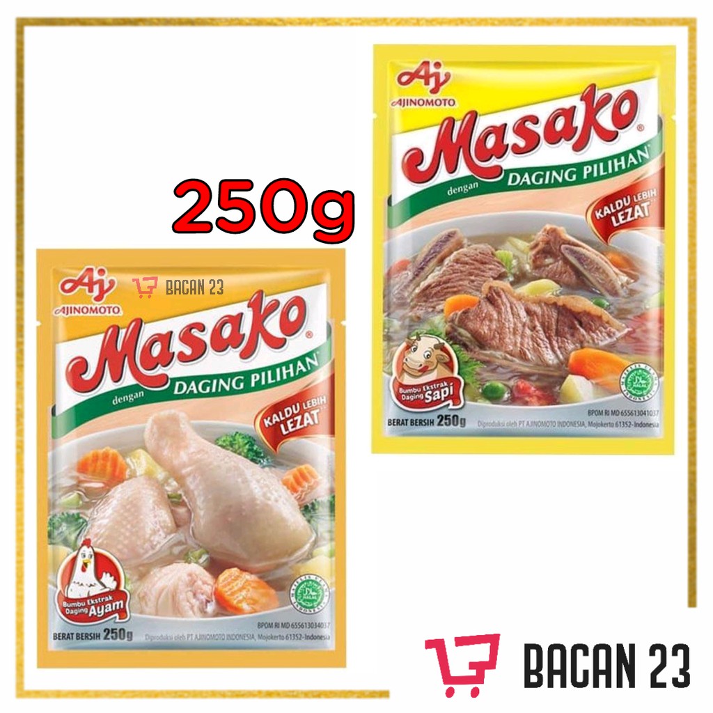 

Masako Bumbu Kaldu ( 250gr ) ( Ayam - Sapi ) / Bumbu Sop - Bumbu Sup/ Bacan 23 - Bacan23