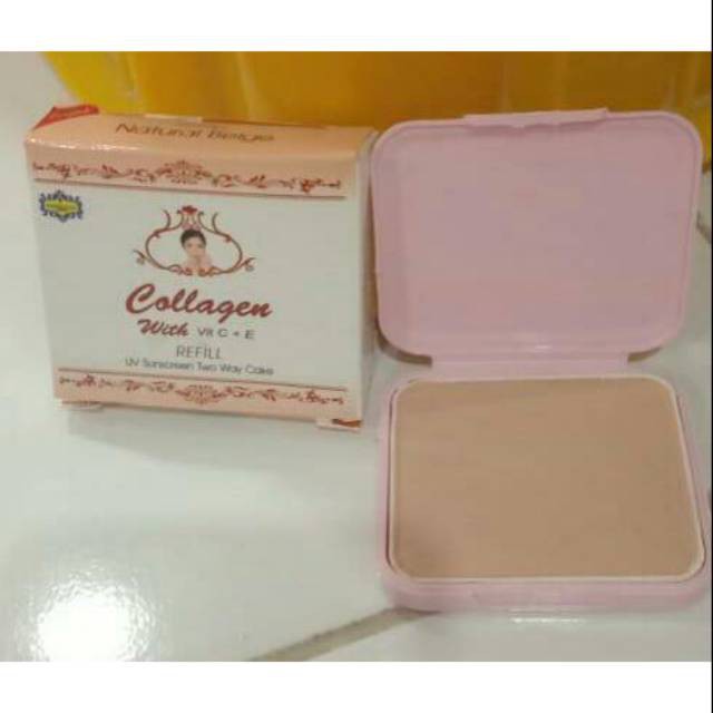 REFILL Collagen Dhilisa Bedak Padat Two Way Cake Colagen Makeup Wajah