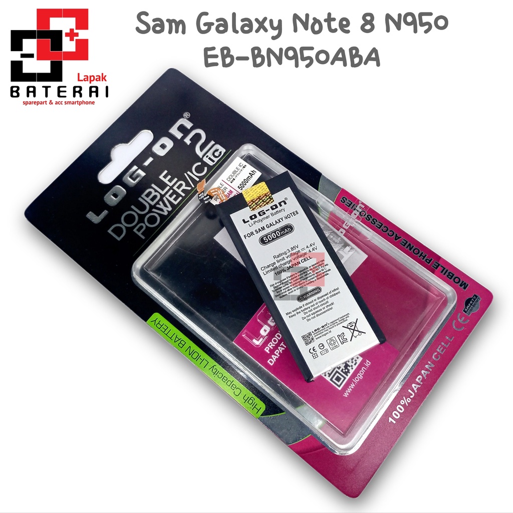 LOG - ON Baterai Samsung Note 8 N950 | Galaxy Note 8 | EB-BN950ABA Double IC Protection Battery Batre