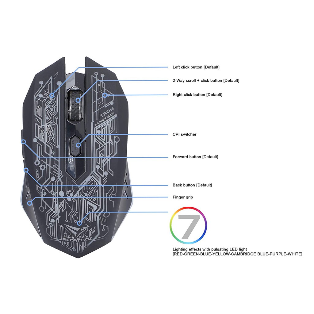 Alcatroz X-Craft Air Tron 5000- Wired Gaming Mouse -Macro-Best Buy ( Bonus Mousemat )