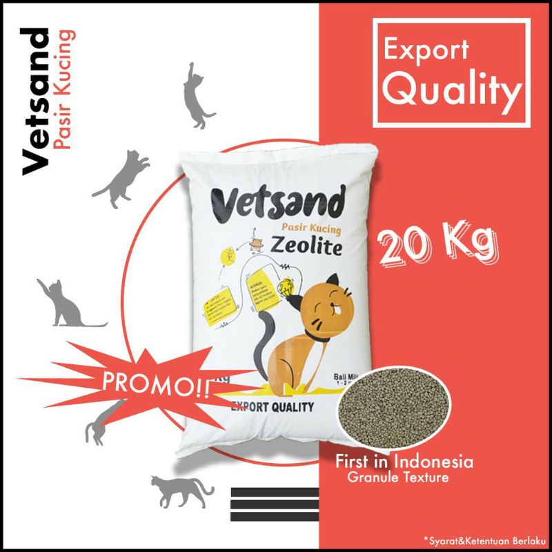 20KG (EKSPEDISI) VETSAND PASIR GUMPAL Cat Litter 20kg pasir kucing gumpal ter murah kualitas ter