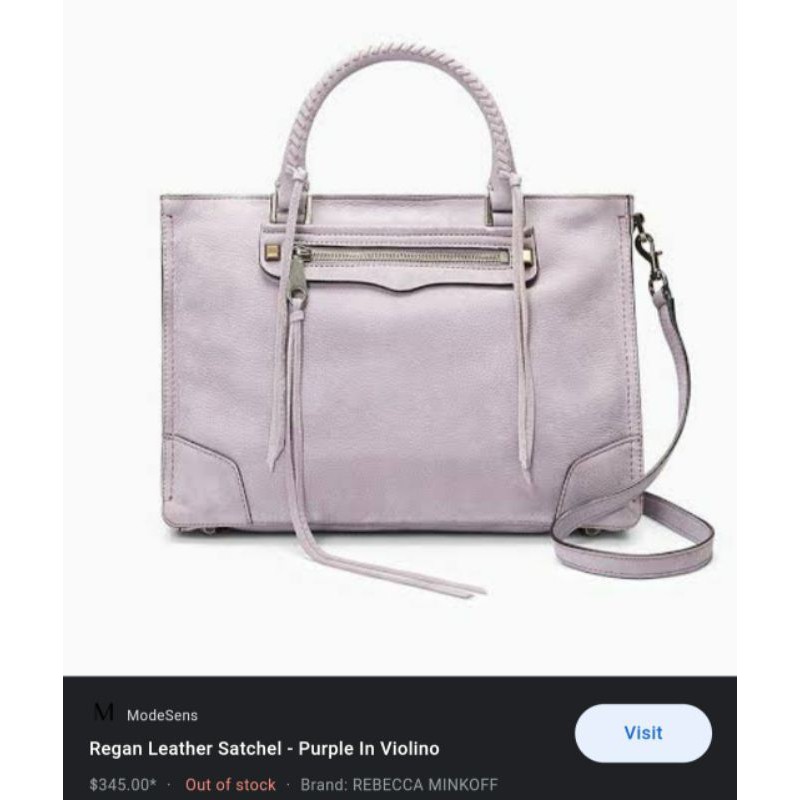 AUTHENTIC Rebecca  Minkoff, NEW, regan leather satchel,purple lilac in violino