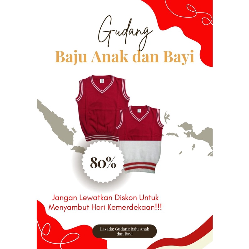 Rompi Rajut Anak Terbaru Spesial Hari Kemerdekaan / Rompi Anak HUT RI / Rompi Anak Kemerdekaan / Pakaian Merah Putih / Baju Merah Putih / Fashion Merah Putih /  Rompi Merah Putih / Pakaian Kemerdekaan / Baju Kemerdekaan / Pakaian Kemerdekaan