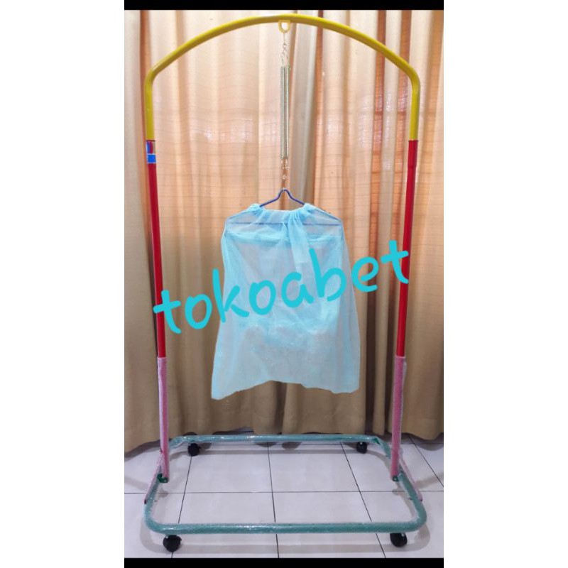 Paket Manual Ayunan Bayi Portable ORIENT Warna Warni dg Kain Ayun dan Kelambu dan PER#tokoabet