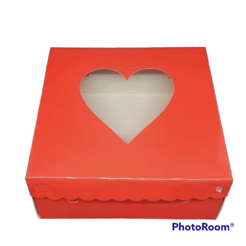 Dus Kotak Kue Love/Hati Warna Merah 18 x 18 x 8cm