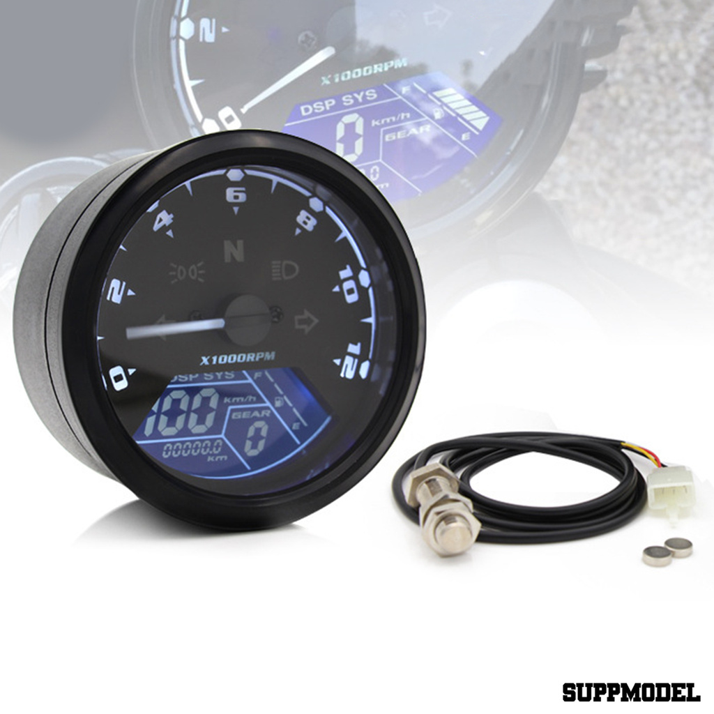 SPM Modified Gauge LED Oil Meter LCD Screen Speedometer Tachometer Odometer for 12V Motorcycles