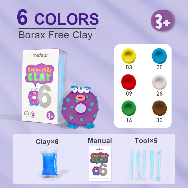 TweedyToys - Mideer Borax Free Clay / 6 Colors Mainan Edukasi Anak