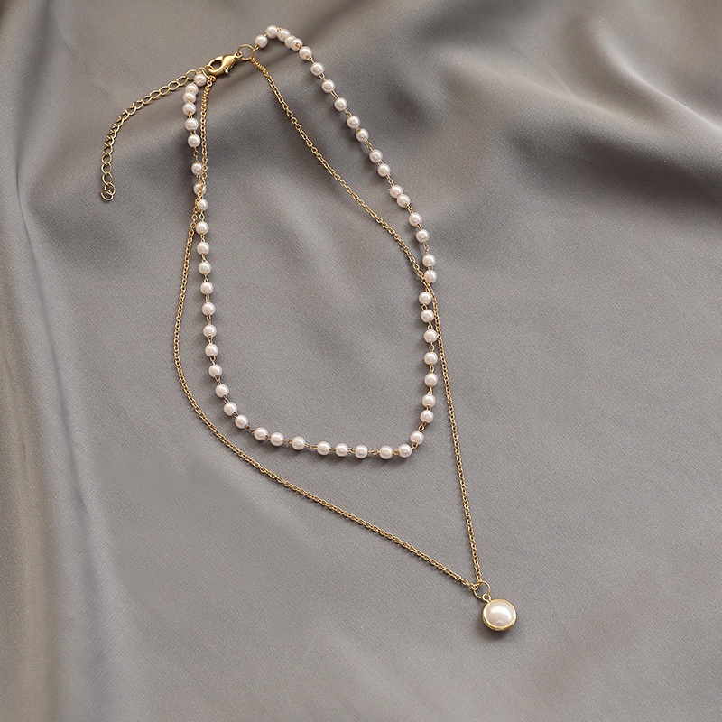 Double-layer Pearl Necklace Accessories Light Luxury  Temperament Simple Clavicle Chain