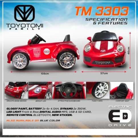 Mobil Aki Mainan Anak Remote Control TOYOTOMI Family TM 3303 Garansi SNI-2