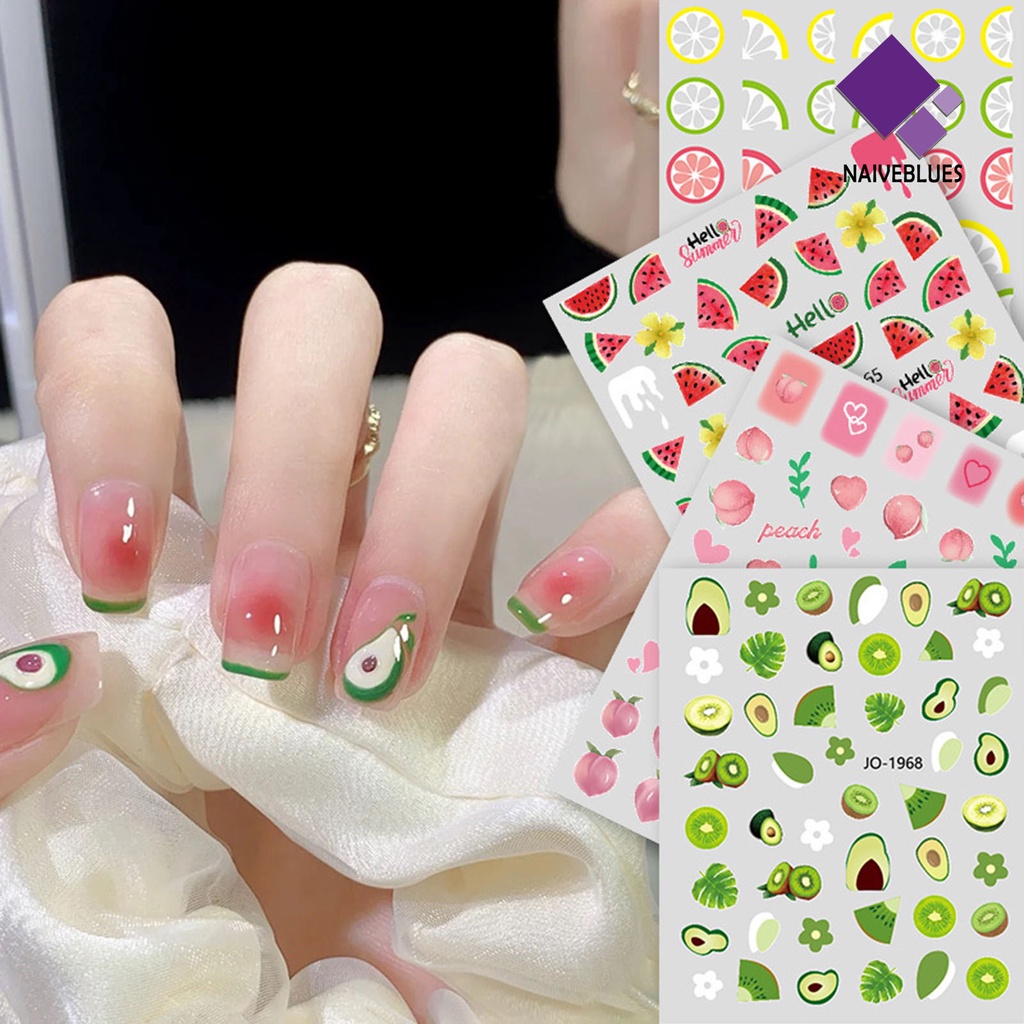 Naiveblue &gt; Stiker Kuku Ultra Tipis Motif Buah Ceri / Strawberry Untuk Nail Art