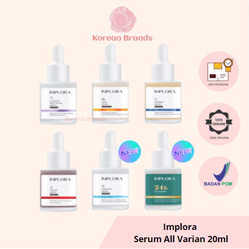 Implora Serum All Varian 20ml Acne | Luminous | Midnight | Peeling | Hydrating | 24k Gold