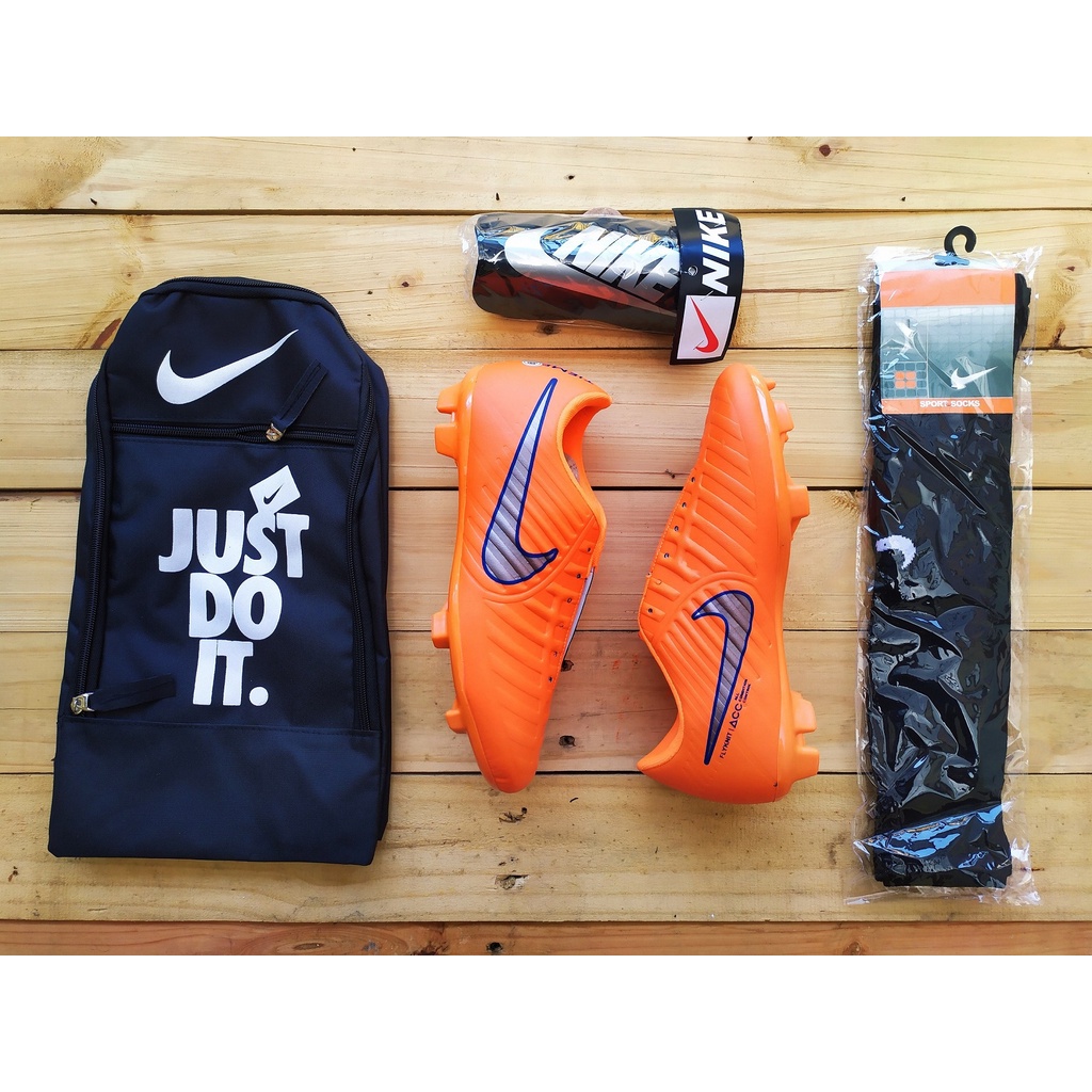 SEPATU BOLA Nike PAKET KOMPLIT Tiempo Mercurial X Hypervenom Harga Promo Size 38 39 40 41 42 43-BOLA TIEMPO ORANGE