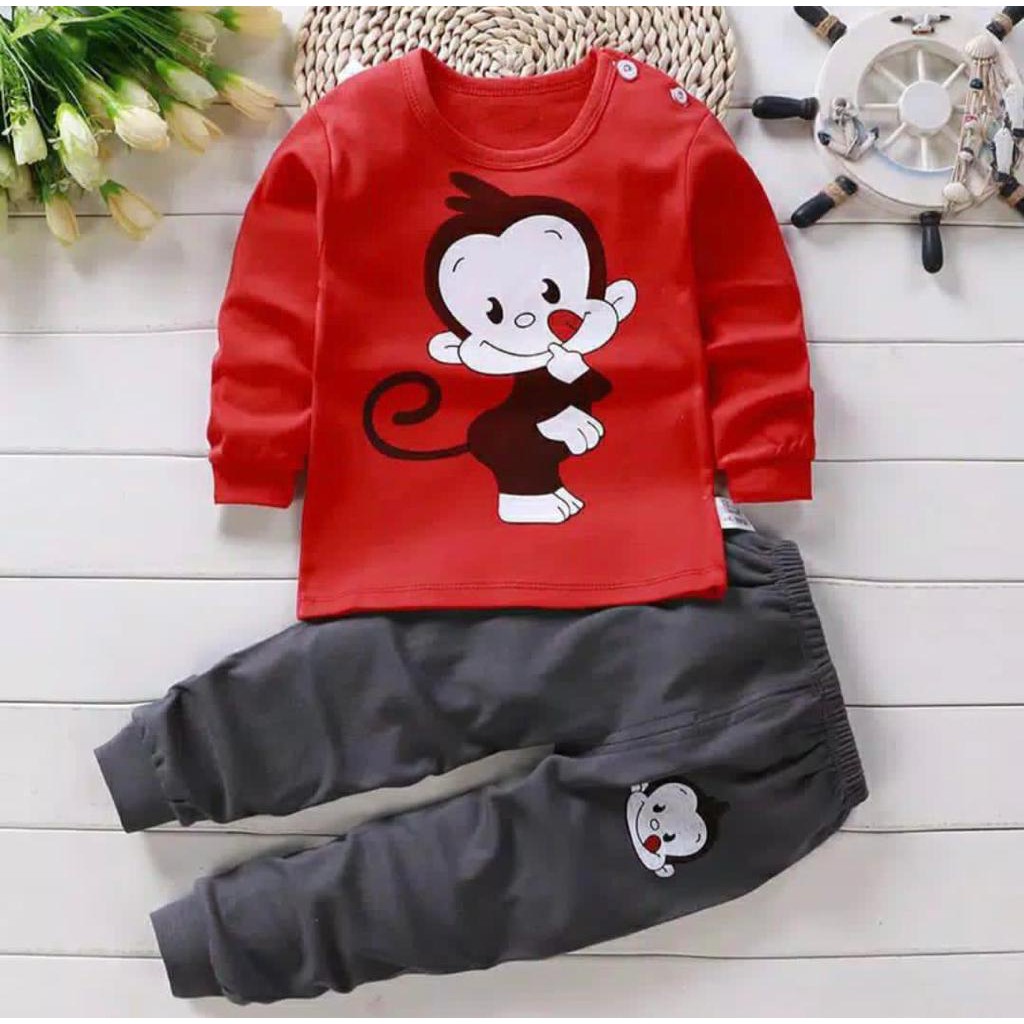 SETELAN SWEATER ANAK BAJU SWEATER ANAK SWEATER JOGGER ANAK MONKEY 1-5 TAHUN BAJU NAK LAKI LAKI B