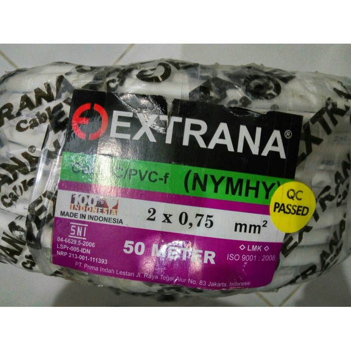 (1 Meter) Extrana NYMHYO 2X0.75 (Serabut)