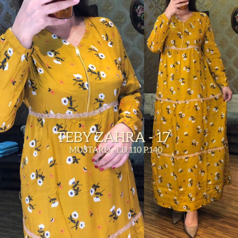 TEBY DASTER ARAB ZAHRA FLOWER RAINBOW SERIES RAYON VISCOSE ALL SIZE ORI-MUSTARD 017