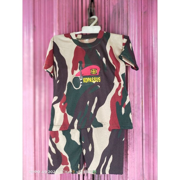 STELAN KAOS ANAK  LENGAN PENDEK LORENG KOPASSUS/MALPINAS/LINUD