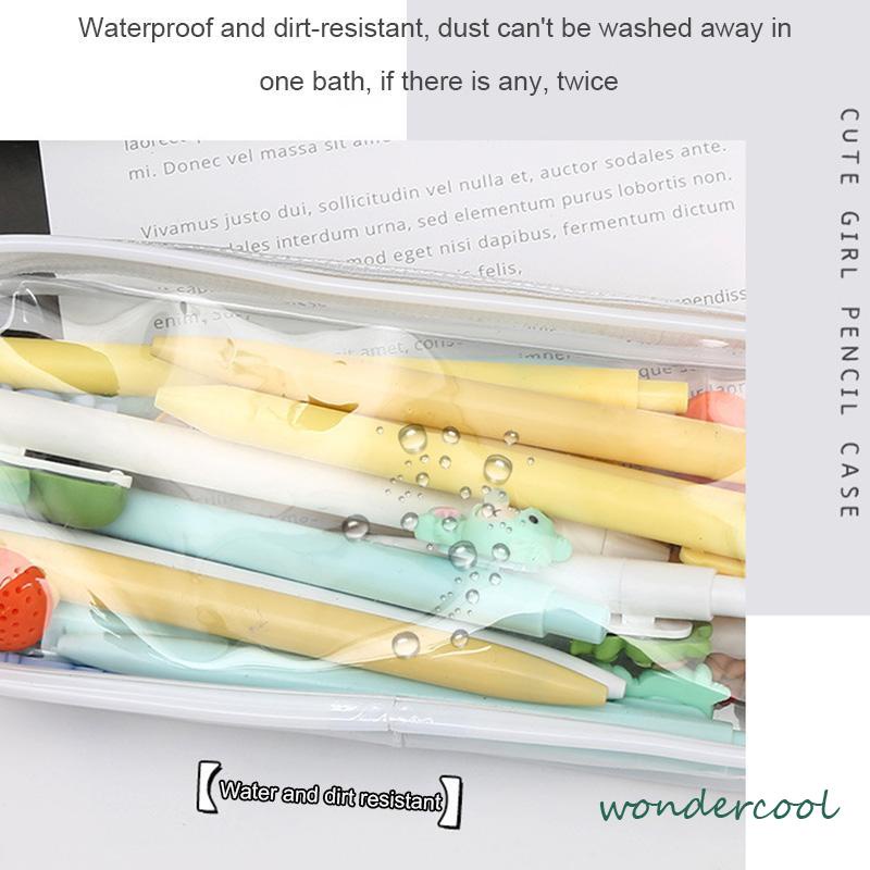 Decompression Primary Middle School Students Competition Rotating Pen Can Write Student Rotating PenTransparent PVC Student Stationery Zipper Pen Bag Travel Portable Toiletry Makeup Storage Bag-Won