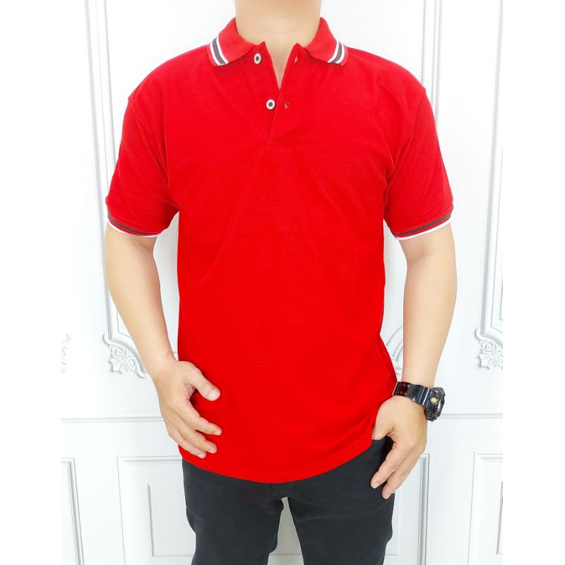 SF-KAOS KERAH PRIA MERAH / KAOS POLOS / KAOS POLO / KAOS KERAH