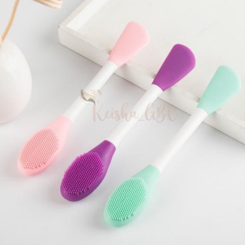 ( 2 sisi kuas komedo ) kuas masker silikon + sikat komedo