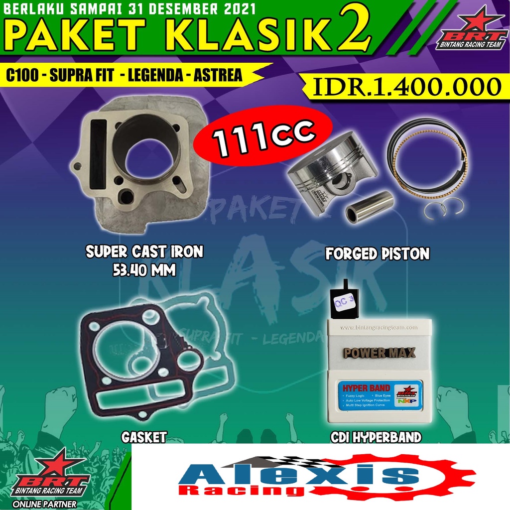 Paket Bore Up Klasik 2 BRT Blok Casting 53.40mm C 100-SUPRA FIT-LEGENDA-ASTREA Win 100