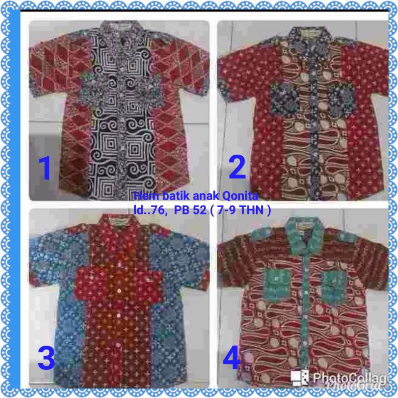 Baju anak kemeja Hem batik Qonita
